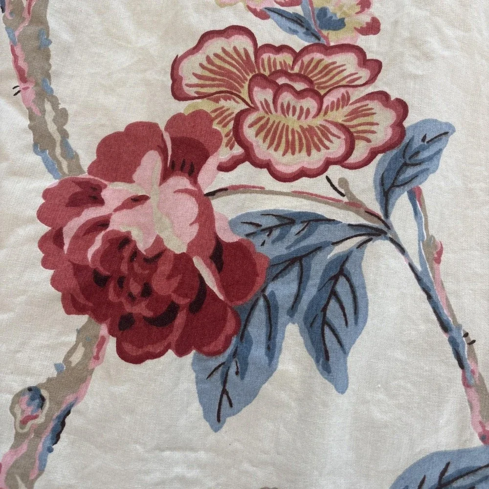 Vintage 1980 Custom Drapes 86x50 Lined Weighted Floral Two Panels